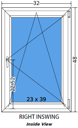 32"x48" European uPVC Tilt and Turn Window