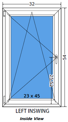 32"x54" European uPVC Tilt and Turn Window
