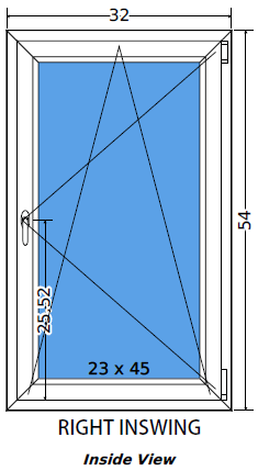 32"x54" European uPVC Tilt and Turn Window