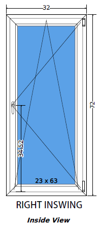 32"x72" European uPVC Tilt and Turn Window
