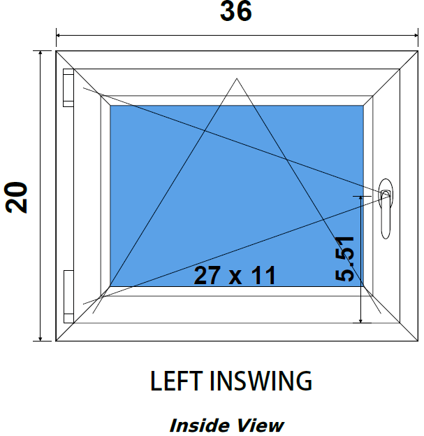 36"x20" European uPVC Tilt and Turn Window