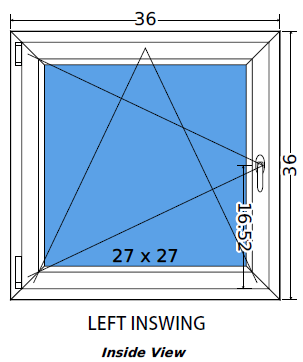 36"x36" European uPVC Tilt and Turn Window