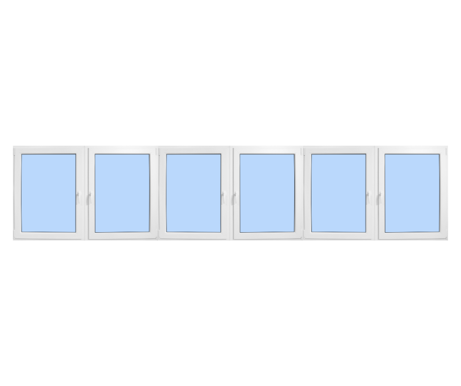 144"x48" Six Sash European uPVC Tilt and Turn Window