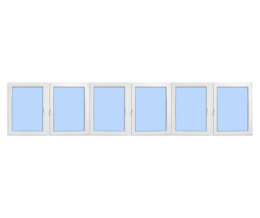144"x48" Six Sash European uPVC Tilt and Turn Window