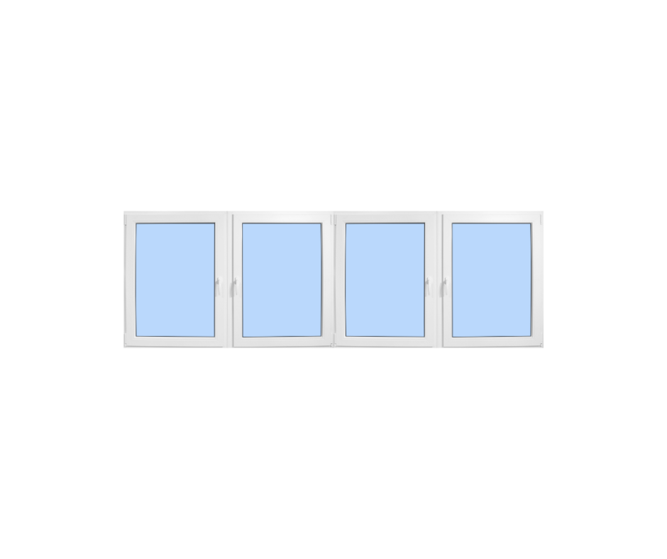 96"x48" Four Sash European uPVC Tilt and Turn Window