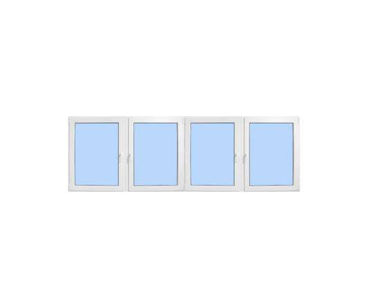 96"x48" Four Sash European uPVC Tilt and Turn Window