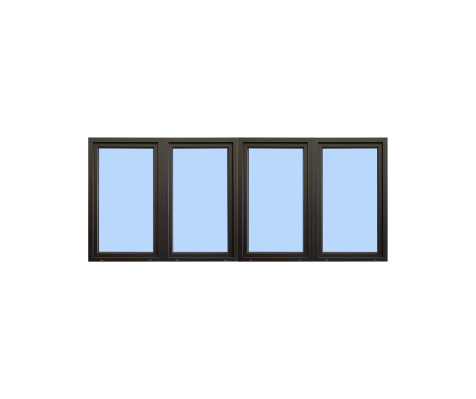 96"x48" Four Sash European uPVC Tilt and Turn Window